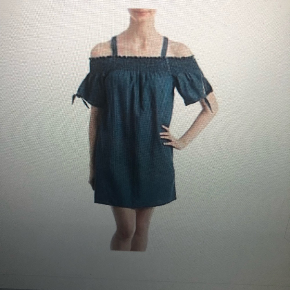Hippie Laundry Womens Medium Shift Dress Blue Cold Shoulder Short Sleeve Boho